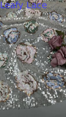 Sequin Embroidered Lace Fabric Shining 100% Polyester Sequin Lace Fabric
