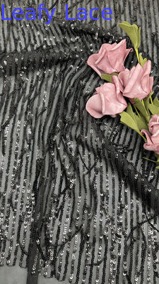 Rope Stripe Sequin Embrroidered Fabric Mesh Ground Breate Elegant For Evening Dress