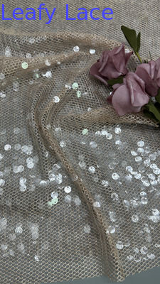 Leafy Luxury Sequin Lace Embroidered Fabric Elegant And Breathe For Evening Occasion