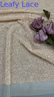 Shimmering Sequin Luxury Fabric For Gowns 100% Polyester Sequin Embroidered Fabric