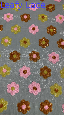 3D Floral Lace Sequin Luxury Fabric For Gowns Intricate Embroidery With Subtle Sparkle