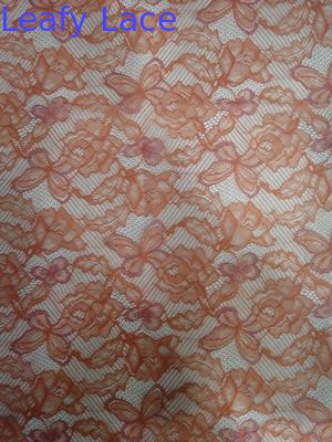 Orange Nylon Delicate French Chantilly Lace Fabric For Women Dress