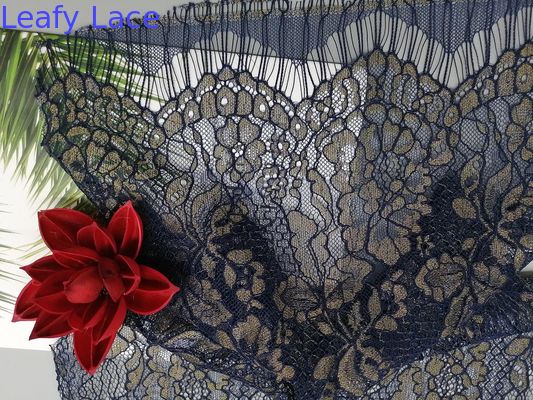 Eyelash Metallic Lurex Scallop Edge Lace Fabric For Lady Dress Garment