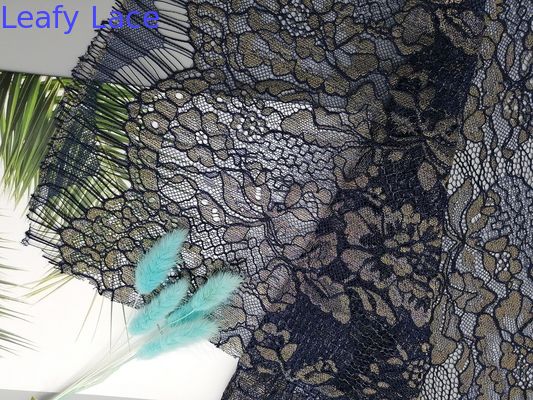 Eyelash Metallic Lurex Scallop Edge Lace Fabric For Lady Dress Garment
