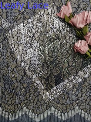 Eyelash Metallic Lurex Scallop Edge Lace Fabric For Lady Dress Garment