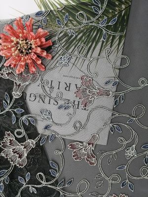 Female Dresses Floral Embroidered Lace Fabric For Lady Garment