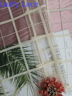 Geometric Embroidered Lace Fabric White Lace Material For Dresses