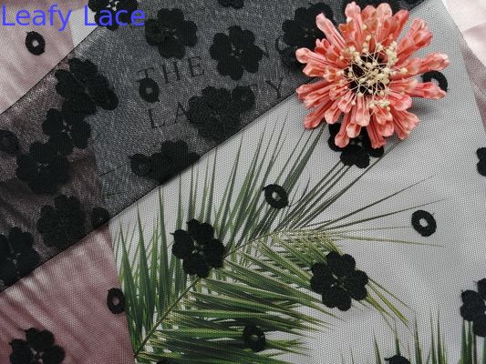 Recycled AZO Free Women Dress Green Embroidered Lace Fabric