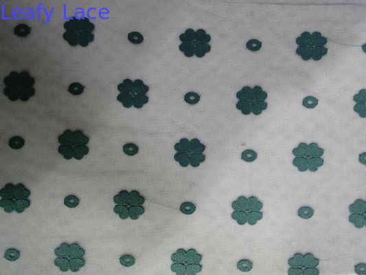 Recycled AZO Free Women Dress Green Embroidered Lace Fabric