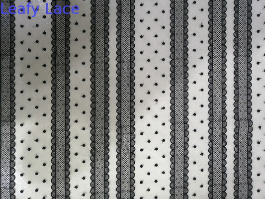 Black Dot Line Tulle Mesh Embroidered Lace Fabric For Home Textile