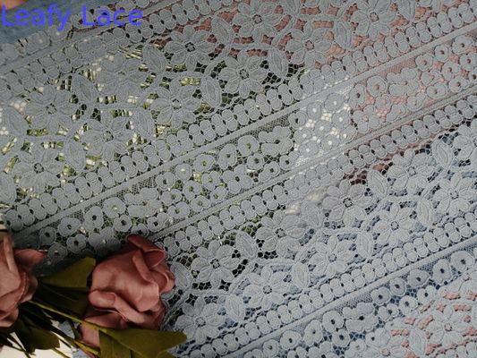 145CM Blue Cotton 3D Floral Lace Fabric For Bedding Articles