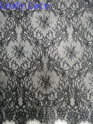 Black Tulle Structured French Black Chantilly Lace Fabric