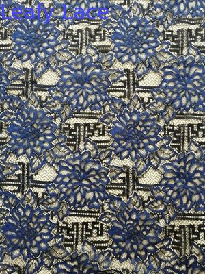 Home Textile Big Flower Blue Corded Lace Fabric For Little Girl Dress