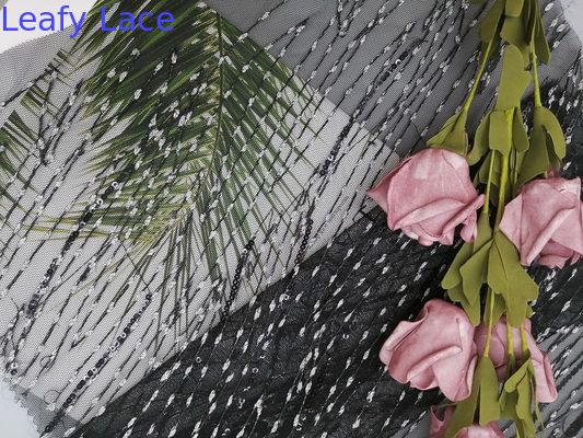 Tulle Mesh Lurex Metallic Sequin Embroidery Fabric