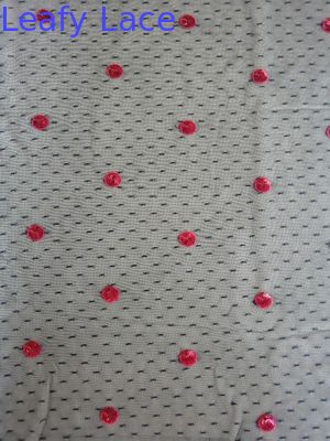 Red Circle Sequin Embroidered Fabric For Lady Evening Dress