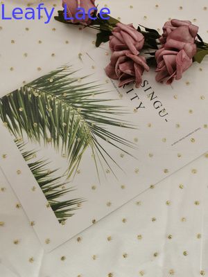 100 Yards Metallic Glitter Foil Printed Ivory Polka Dot Fabric