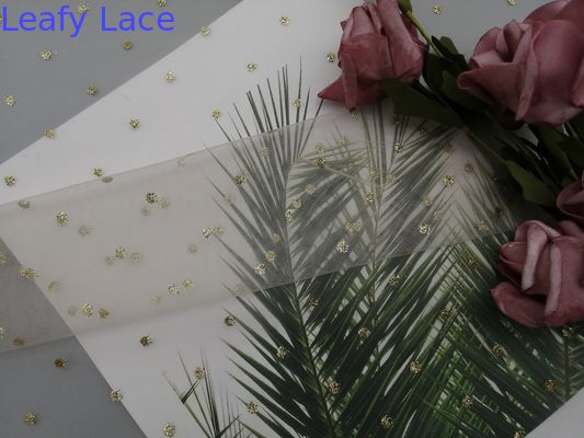 100 Yards Metallic Glitter Foil Printed Ivory Polka Dot Fabric