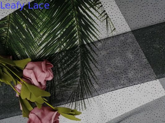 Party Black Dot Glitter Tulle Mesh Foil Printed Fabric