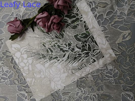 60 Yards Lurex Metallic Ivory White Sequin Lace Fabric