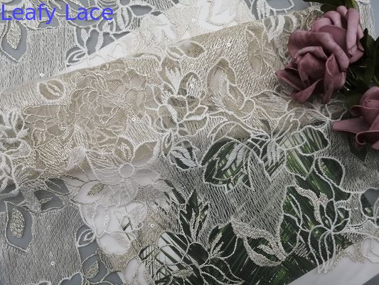 60 Yards Lurex Metallic Ivory White Sequin Lace Fabric