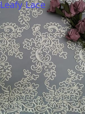 Ivory Poly Embroidery Crochet Lace Fabric For Girl Dress