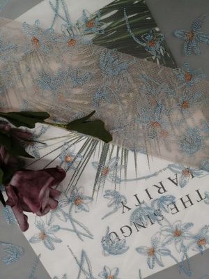 Floral Lace Colored Embroidery Fabric Tulle Mesh Embroidery Colorful Lace