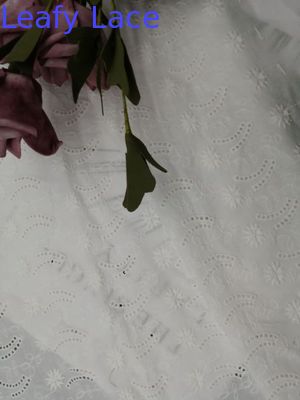 Soft Lace Embroidered Eyelet Fabric Cotton Cloth For Party Dress