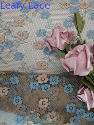 145CM Small Floral Embroidered Lace Fabric Lady Dress Lace Brown Color