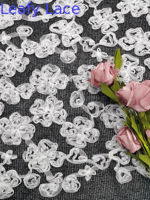 White Black Contrast Color Flower Embroidered Lace Fabric Applique
