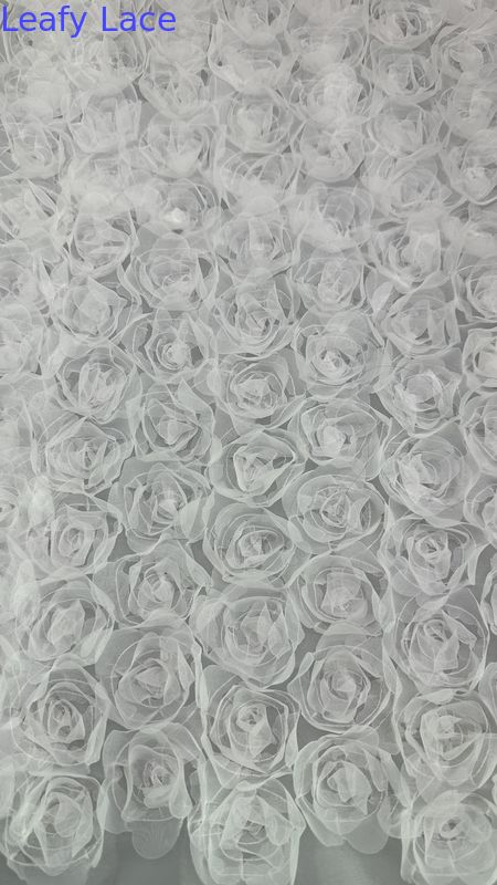 White Rose Mesh French Chantilly Lace Fabric Breathe And Elegant White For Garments Gowns Wedding Dresses
