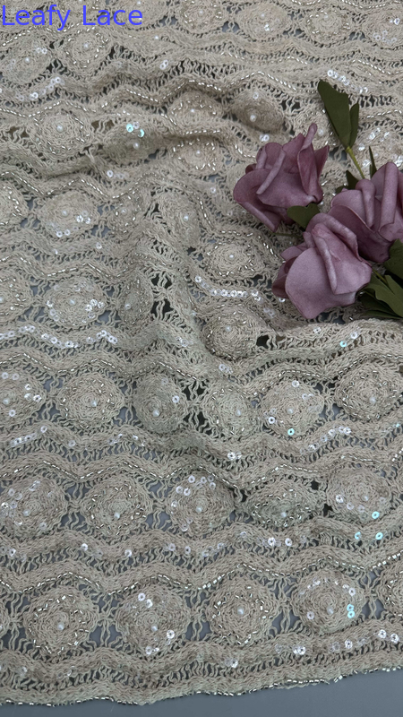 Corded Lace Fabric Sequin Polyester For New Season Luxary Evening Dresses Gowns