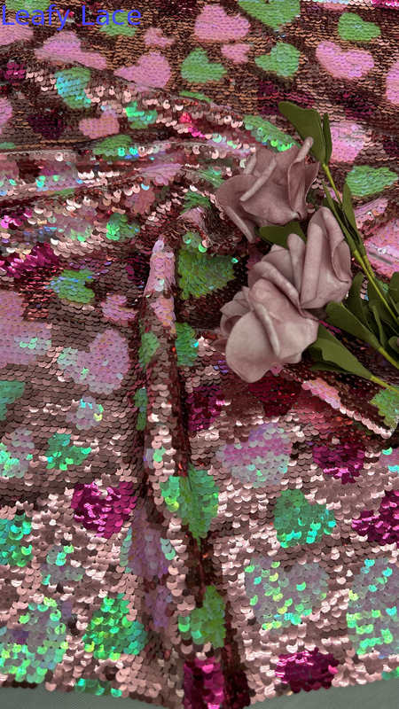 3D Floral Sequin Bread  Embroideded Fabric Luxary High Quality for Party Gowns Dresses