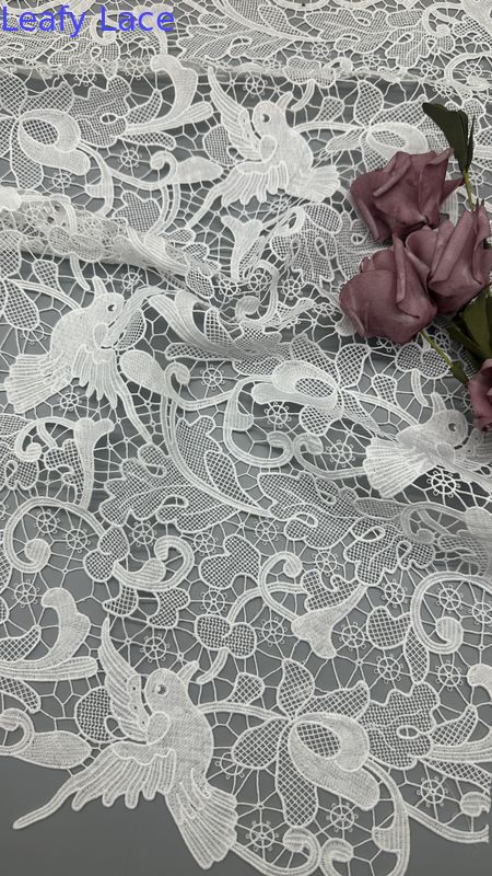 White Lace Fabric Embroidered Lace Fabric Hollow-up Laser For Wedding Dresses