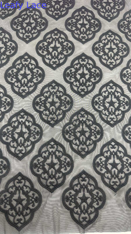 Colorful Embroidered Mesh Lace Fabric Luxary Special Design Customized For Wedding Dresses