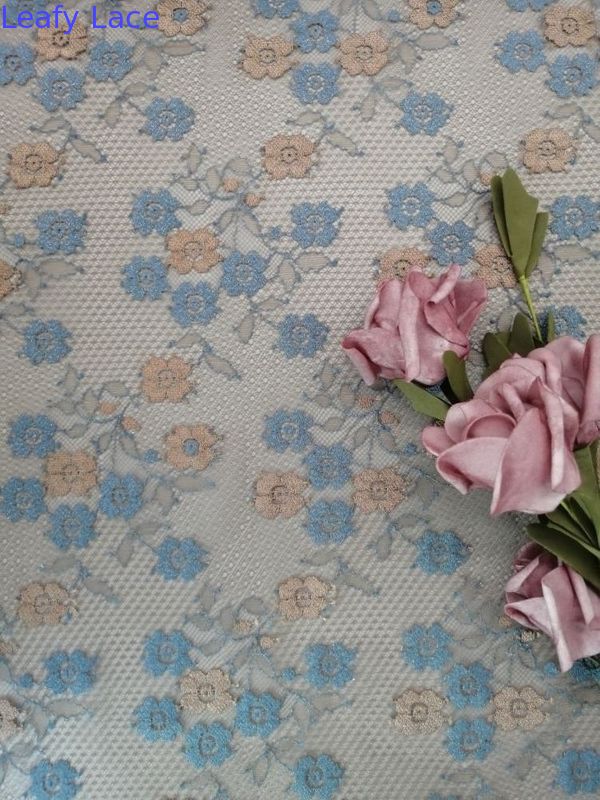 145CM Small Floral Embroidered Lace Fabric Lady Dress Lace Brown Color