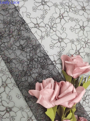 125cm Kain Renda Bordir Jaring Penuh Nylon Mesh OEKO TEX Standar 100