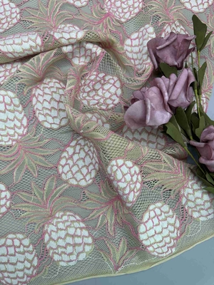 Nanas Two Tone Corded Lace Fabric Untuk Pakaian Anak-Anak Lebar 140cm