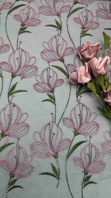Tulip bunga renda Kain Bordir Berwarna Gaun Wanita Tekstil