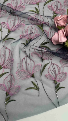 Tulip bunga renda Kain Bordir Berwarna Gaun Wanita Tekstil