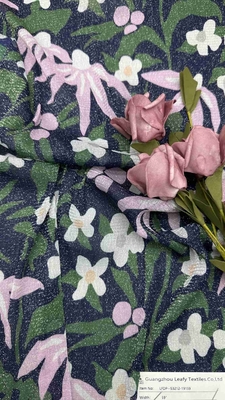 100% Nylon Soft Metal Mesh Printed Lace Fabric Untuk Membuat Pakaian Wanita Pakaian