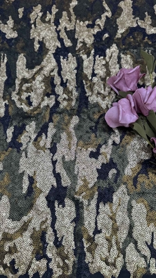 124cm Multi Color Sequins Kain bordir Dengan Ground Mesh Untuk gaun malam