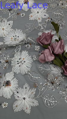 Sequin Kain bordir Daya tahan Rata-rata Rose Floral Pola 98%P 5%SP 100%Pet