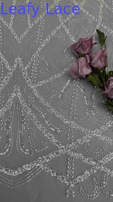 Mutiara Dan Tulle Mesh Kain bordir Kain Untuk Pakaian Malam Pakaian Merek Pakaian Pabrik Pakaian