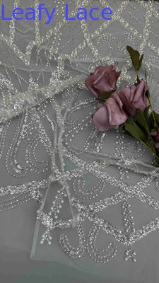 Mutiara Dan Tulle Mesh Kain bordir Kain Untuk Pakaian Malam Pakaian Merek Pakaian Pabrik Pakaian