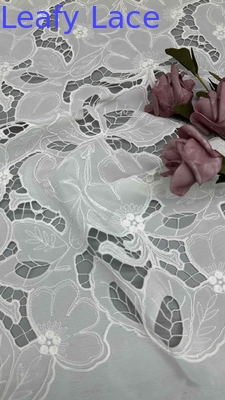 White Cotton Laser Out Floral bordir Cotton Corded renda kain By The Yard Untuk pakaian wanita fashion