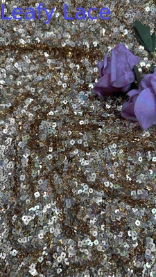 50 Inch Brown Warna Kualitas Tinggi Sparkling Square Sequin Netting bordir renda gaun kain untuk gaun malam