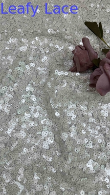 51 Inch Ivory Warna Berkualitas Tinggi Lingkaran Manik Sequin Jaring bordir renda Pakaian Kain Untuk Pakaian Malam