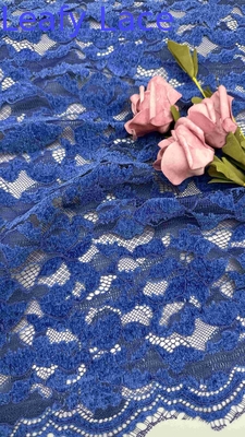 Warna Biru Cahaya Chenille Benang Bunga Scalloped Edge renda Kain Oleh The Yard Gaun Untuk Fashion