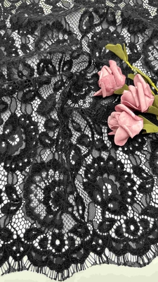 Kain Chenille khusus Bunga Scaloped Edge renda Kain oleh Yard Gaun Untuk Fashion