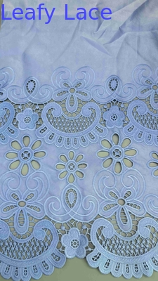 Laser Cut Bordir Kain Cahaya Biru Poly Grpund Bordir Eyelet Kain Untuk Merek Garment